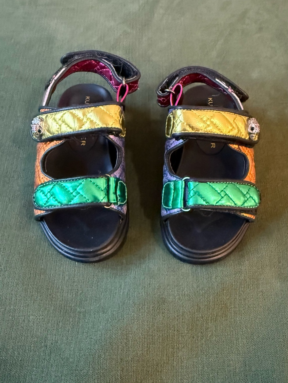 Kurt Geiger Kids Rainbow Metallic Strap Sandals - Green/Gold/Purple 7C